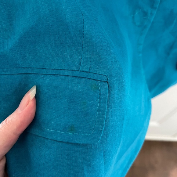 DKNY Teal Blue 100% Linen Blazer size 8 - Picture 2 of 7
